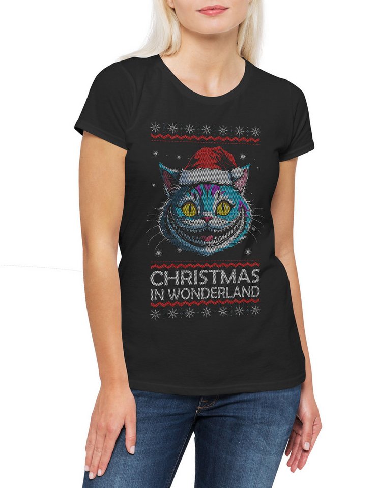 Urban Backwoods Print-Shirt Christmas Wonderland Damen T-Shirt Winter Merry Alice Santa In X-Mas (1-tlg) Claus Wunderland Weihnachten Im von Urban Backwoods