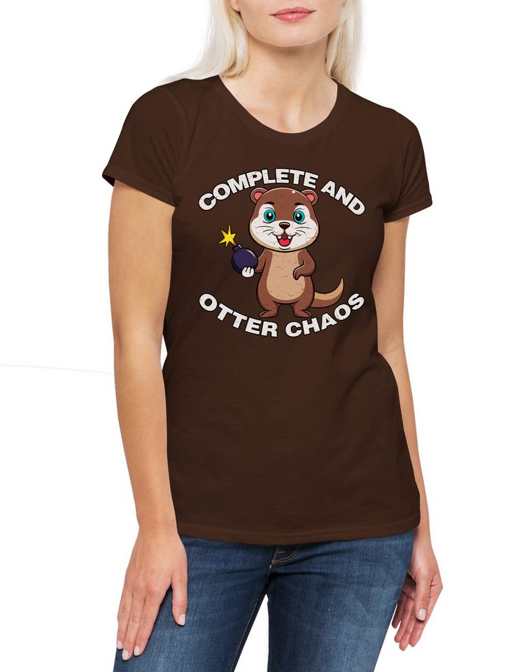 Urban Backwoods Print-Shirt Complete And Otter Chaos Damen T-Shirt Slogan Spruch Wildlife lontra (1-tlg) Nutria Fischotter Seeotter Viral von Urban Backwoods