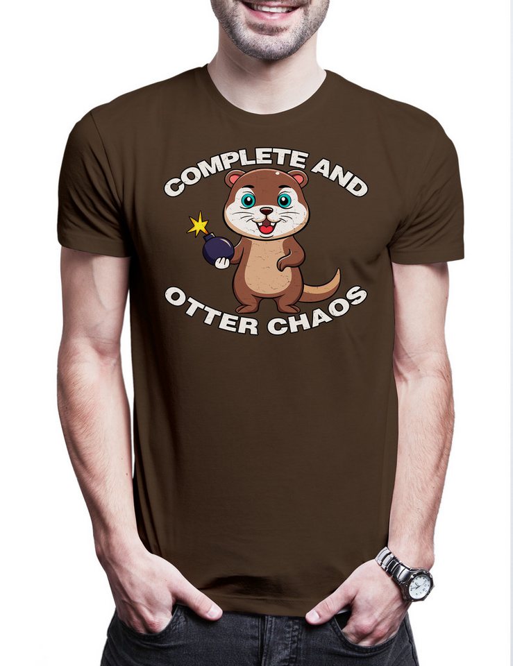 Urban Backwoods Print-Shirt Complete And Otter Chaos Herren T-Shirt Slogan Spruch Wildlife lontra (1-tlg) Nutria Fischotter Seeotter Viral von Urban Backwoods