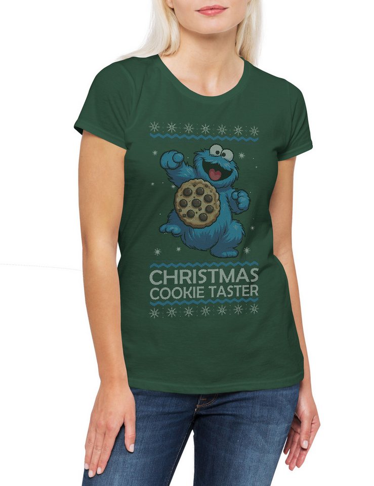 Urban Backwoods Print-Shirt Cookie Christmas Damen T-Shirt Merry Santa X-Mas Claus Monster (1-tlg) Weihnachten Weihnachtsmann Krümelmonster Nikolaus von Urban Backwoods