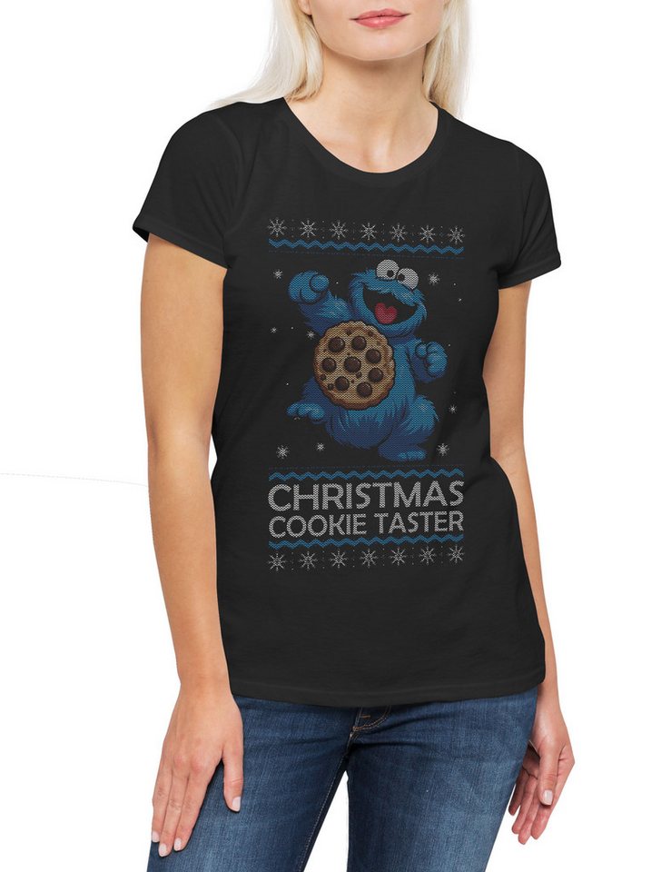 Urban Backwoods Print-Shirt Cookie Christmas Damen T-Shirt Merry Santa X-Mas Claus Monster (1-tlg) Weihnachten Weihnachtsmann Krümelmonster Nikolaus von Urban Backwoods