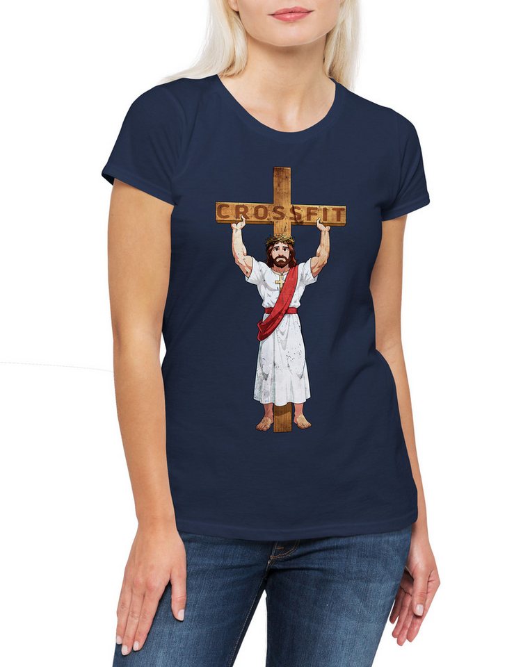 Urban Backwoods Print-Shirt Crossfit Jesus Damen T-Shirt Holy Christus Christ Fitness Gym Sport (1-tlg) Sports INRI Cross Kreuz von Urban Backwoods