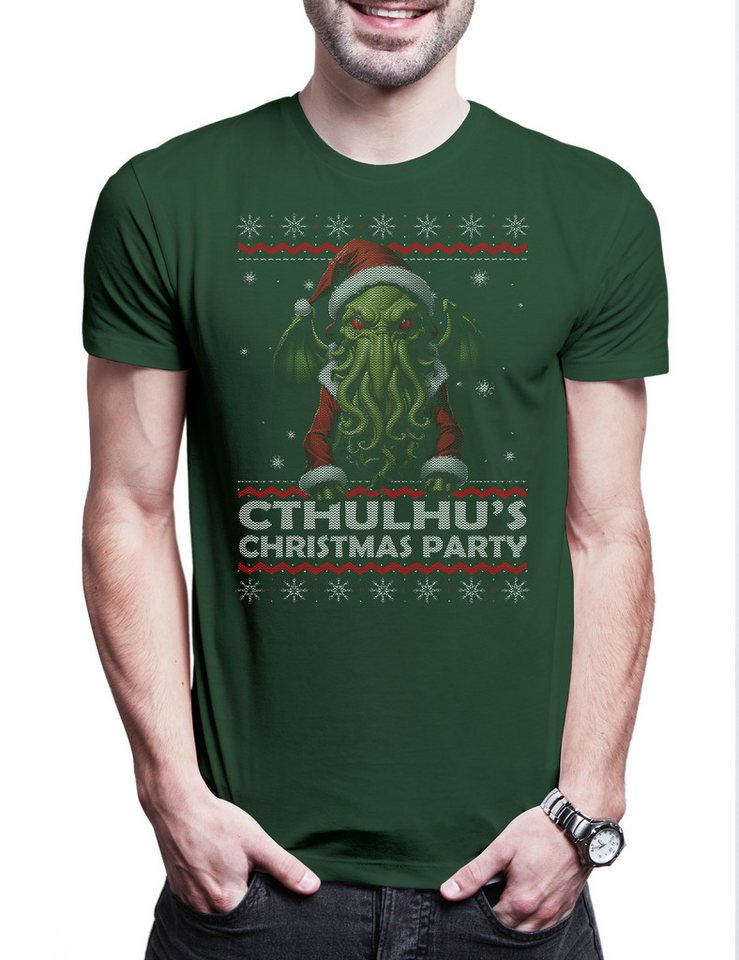 Urban Backwoods Print-Shirt Cthulhu Christmas Party Herren T-Shirt Santa X-Mas Horror Lovecraft (1-tlg) Claus Miskatonic Weihnachten R´lyeh von Urban Backwoods