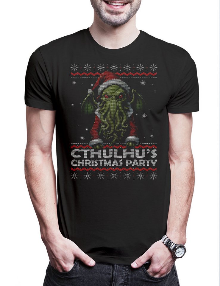 Urban Backwoods Print-Shirt Cthulhu Christmas Party Herren T-Shirt Santa X-Mas Horror Lovecraft (1-tlg) Claus Miskatonic Weihnachten R´lyeh von Urban Backwoods