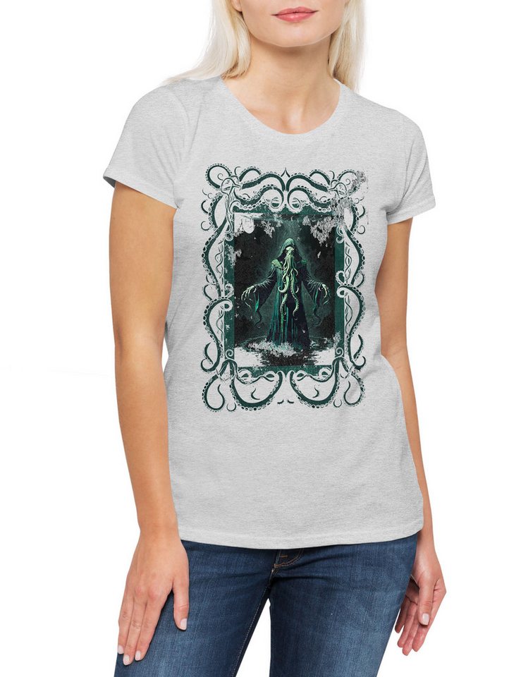 Urban Backwoods Print-Shirt Cthulhu Death Damen T-Shirt H.P. Lovecraft Arkham Azathoth Horror (1-tlg) Miskatonic Dunwich Monster Call von Urban Backwoods