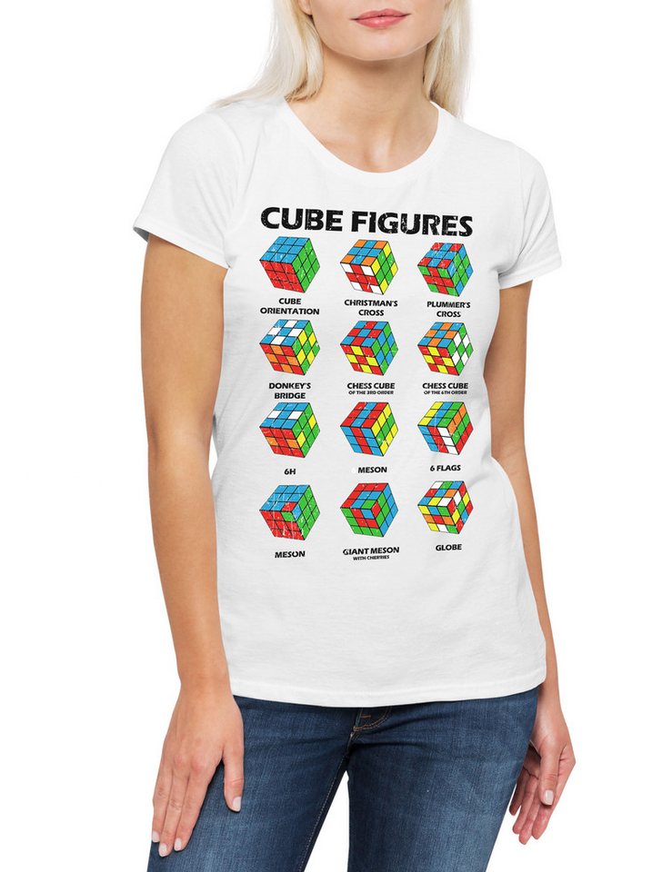 Urban Backwoods Print-Shirt Cube Figures II Damen T-Shirt Zauberwürfel 80s Magic Speed Cubing (1-tlg) Cuber Speedcube Algorithm Cube von Urban Backwoods