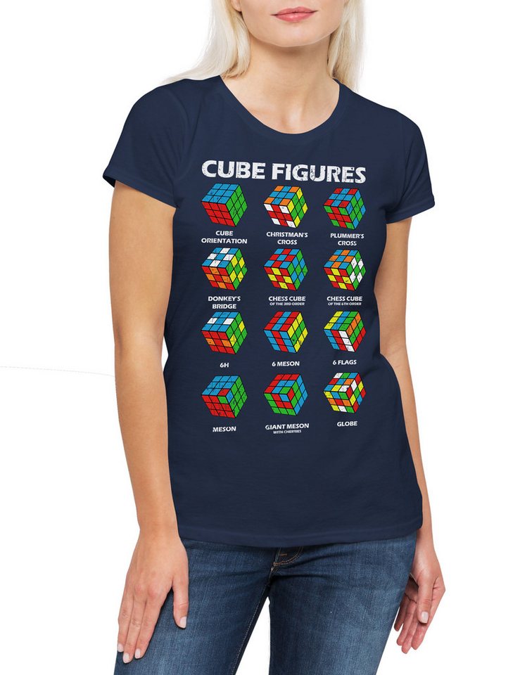 Urban Backwoods Print-Shirt Cube Figures II Damen T-Shirt Zauberwürfel 80s Magic Speed Cubing (1-tlg) Speedcube Algorithm Cube Würfel von Urban Backwoods