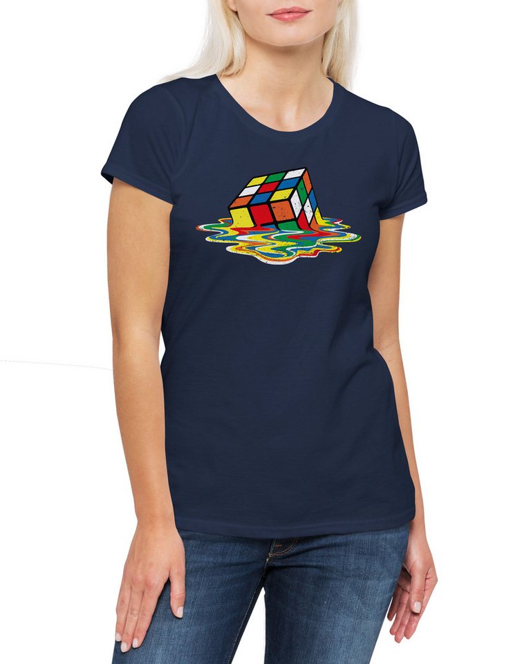 Urban Backwoods Print-Shirt Cube Meltdown Damen T-Shirt Zauberwürfel 80s Magic Speed Cubing Cuber (1-tlg) Speedcube Algorithm Cube Würfel von Urban Backwoods