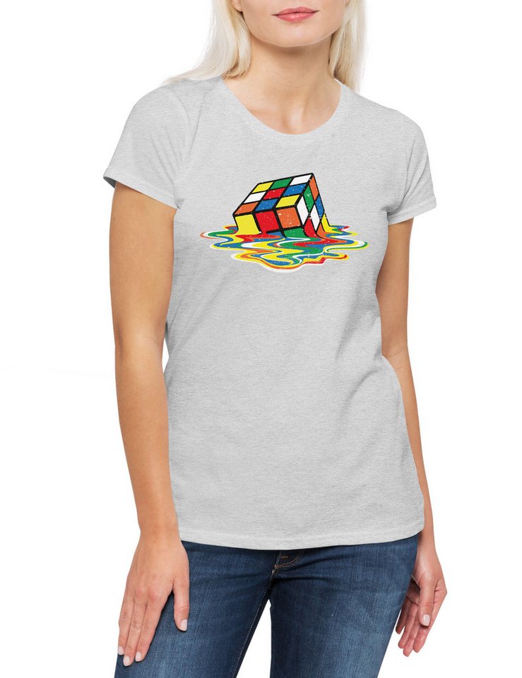 Urban Backwoods Print-Shirt Cube Meltdown Damen T-Shirt Zauberwürfel 80s Magic Speed Cubing Cuber (1-tlg) Speedcube Algorithm Cube Würfel von Urban Backwoods