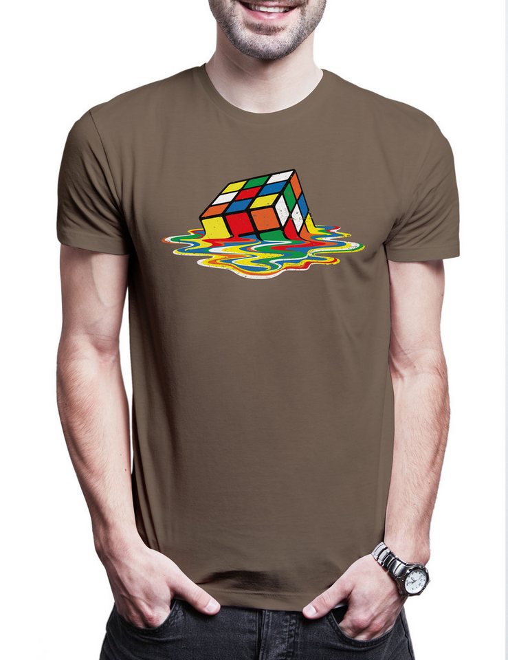 Urban Backwoods Print-Shirt Cube Meltdown Herren T-Shirt Zauberwürfel 80s Magic Speed Cubing Cuber (1-tlg) Speedcube Algorithm Cube Würfel von Urban Backwoods
