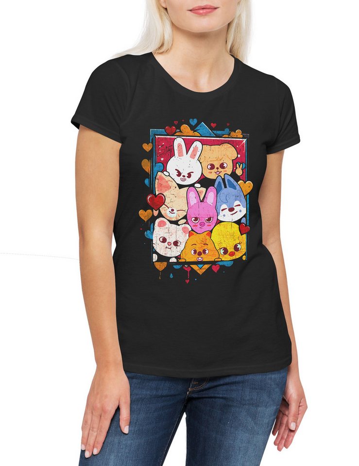 Urban Backwoods Print-Shirt Cute Korean Kids Damen T-Shirt Music Kpop K-Pop 4th Generation Stray (1-tlg) Boy Group Idol Band von Urban Backwoods