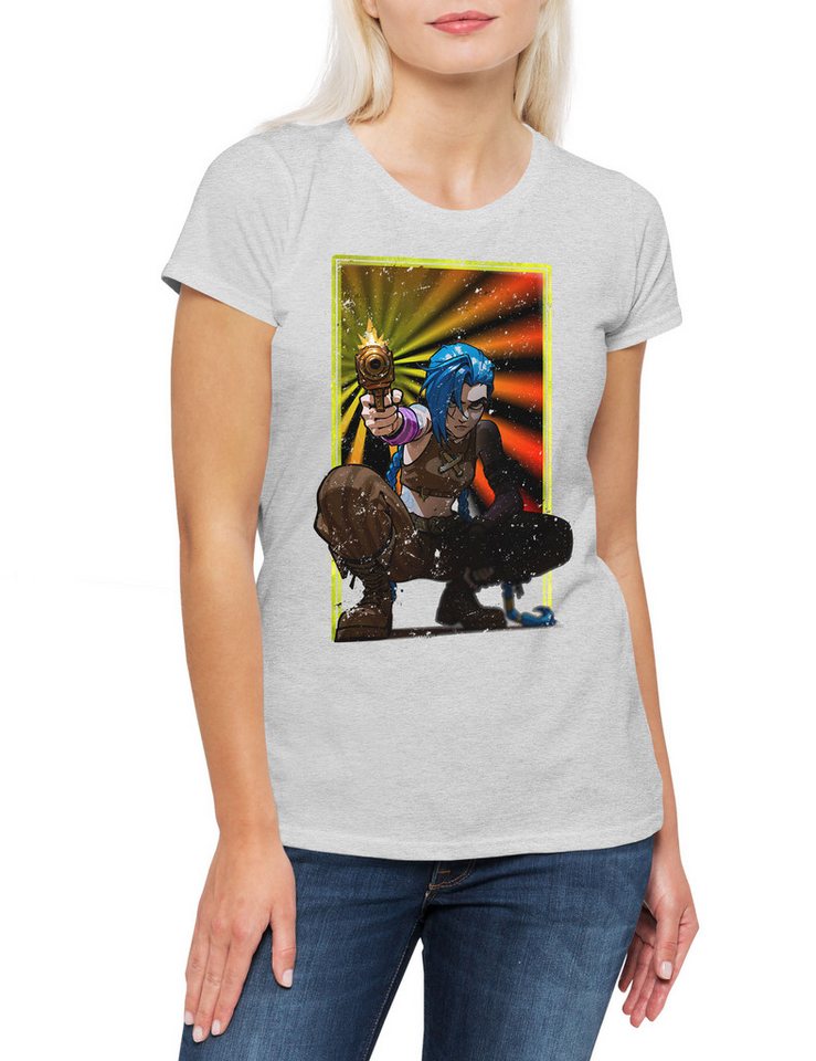 Urban Backwoods Print-Shirt Cyber League Girl Damen T-Shirt Arcane Anime Punk Tattoo Legends Jinx (1-tlg) LOL Gamer Gaming Japan von Urban Backwoods
