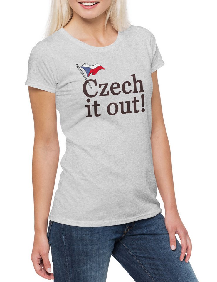 Urban Backwoods Print-Shirt Czech It Out Damen T-Shirt Tschechoslowakei Tschechisch Holiday Check (1-tlg) Prag Roadtrip Road Trip von Urban Backwoods
