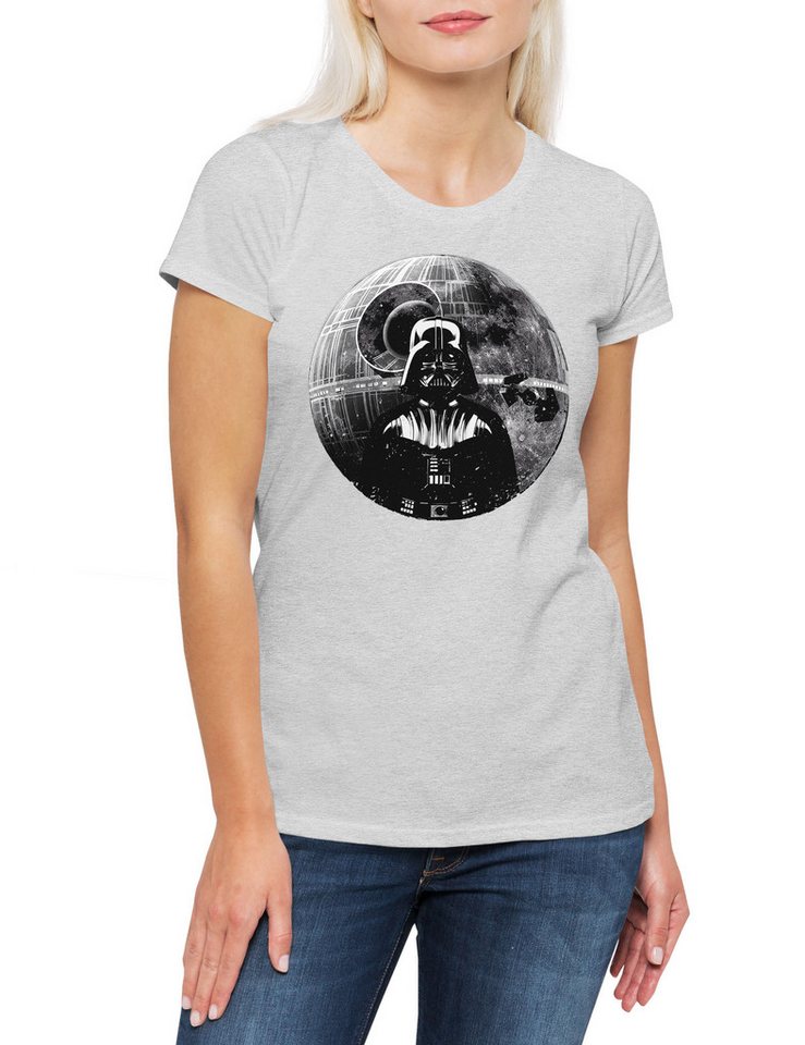 Urban Backwoods Print-Shirt Darth Moon Damen T-Shirt Sterne Mond Star Vader Tie Wars Krieg Sci-Fi (1-tlg) Fighter Dark Side Interceptor von Urban Backwoods