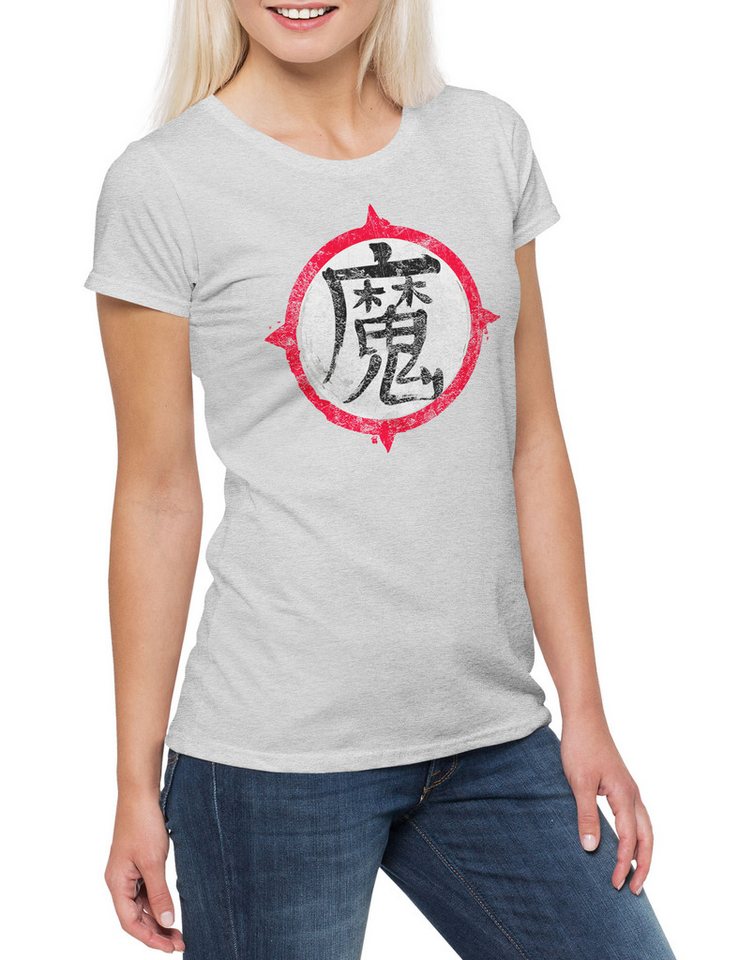 Urban Backwoods Print-Shirt Demon Kanji Damen T-Shirt Japan Dämon Yokai Mononoke Kitsune Japanisch (1-tlg) Demons Tattoo Sign Symbol von Urban Backwoods