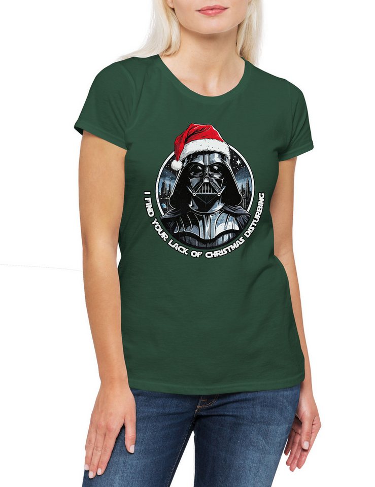 Urban Backwoods Print-Shirt Disturbing Christmas Damen T-Shirt Wars Force Merry Darth Holy (1-tlg) Christmas Star Santa Vader von Urban Backwoods