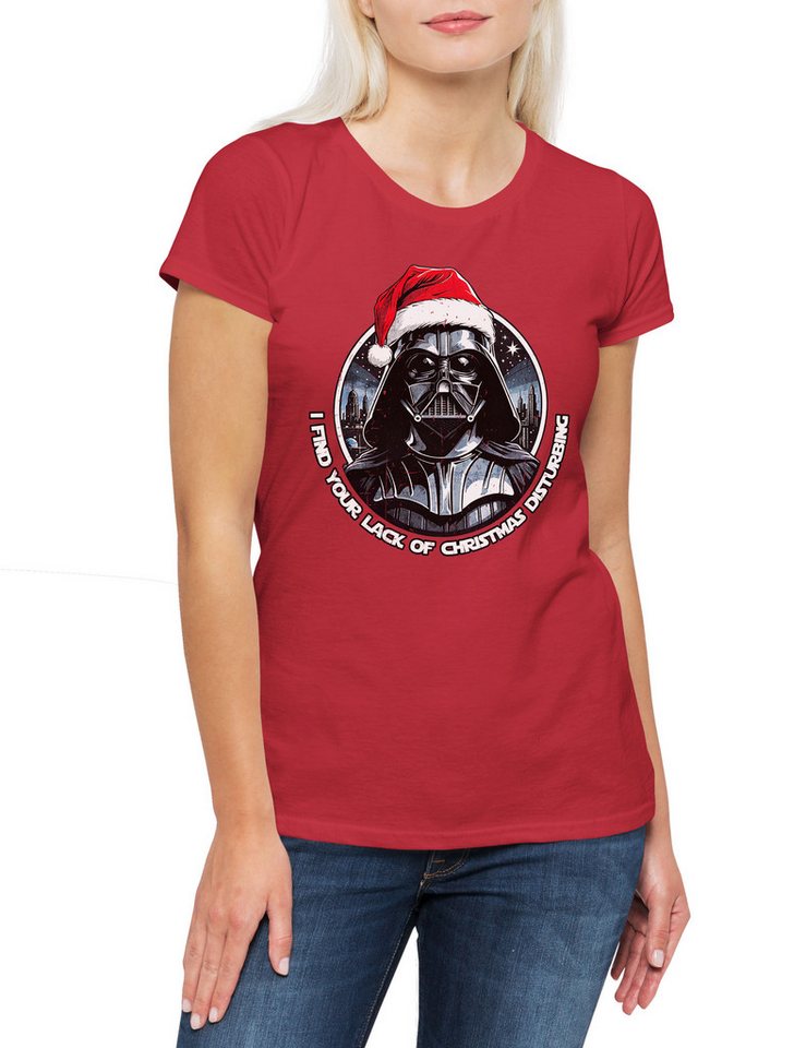 Urban Backwoods Print-Shirt Disturbing Christmas Damen T-Shirt Wars Force Merry Darth Holy (1-tlg) Christmas Star Santa Vader von Urban Backwoods