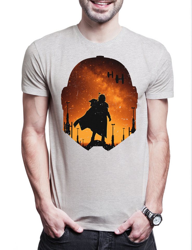Urban Backwoods Print-Shirt Djarin Landscape Herren T-Shirt Star Din Rebel Mandalorian Wars Baby (1-tlg) Yoda X Grogu Wing von Urban Backwoods