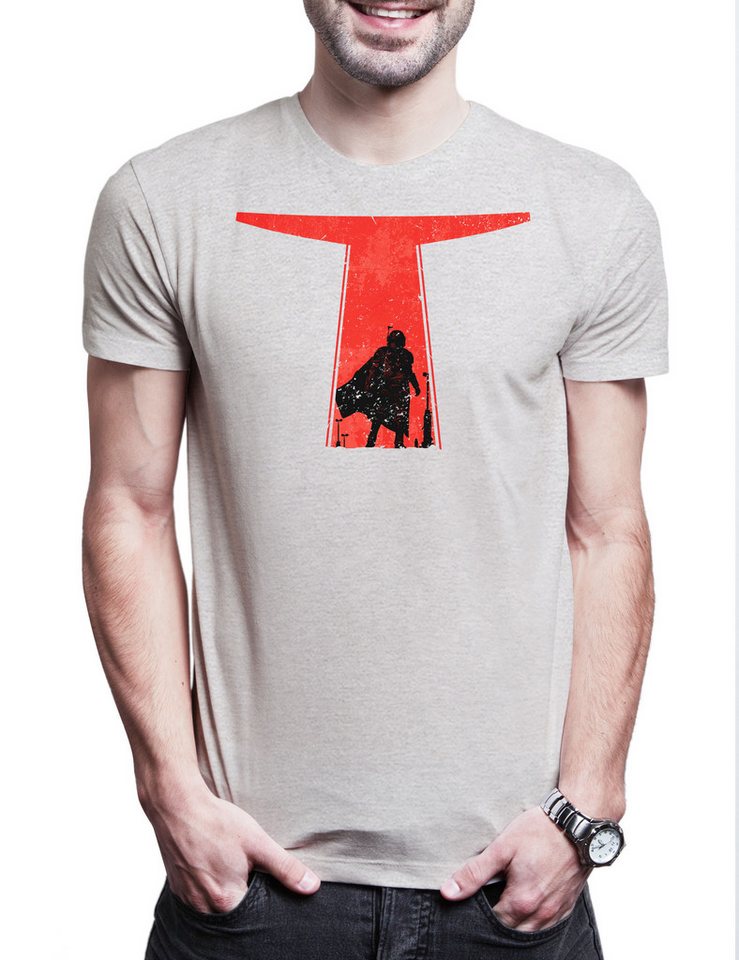 Urban Backwoods Print-Shirt Djarin Silhouette Herren T-Shirt Star Din Rebel Mandalorian Wars Baby (1-tlg) Yoda X Grogu Wing von Urban Backwoods