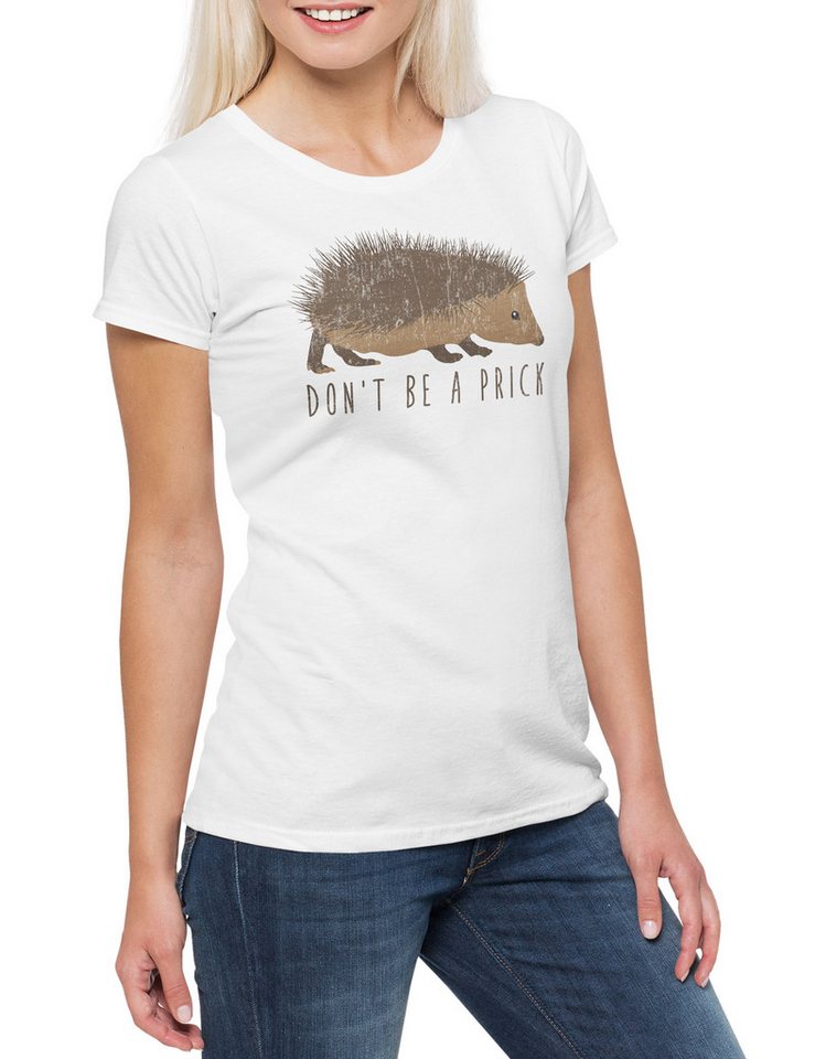Urban Backwoods Print-Shirt Don't Be A Prick Damen T-Shirt Fun Igel Hedgehog Nervensäge Comedy (1-tlg) Comedian Spaß Joke Black von Urban Backwoods