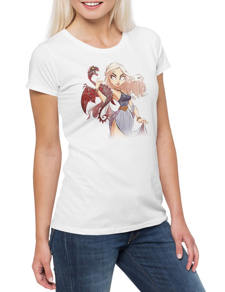 Urban Backwoods Print-Shirt Dragon Comic Girl Damen T-Shirt Game Of Symbol Thrones Winter Coming (1-tlg) Anime House Stark Daenerys von Urban Backwoods