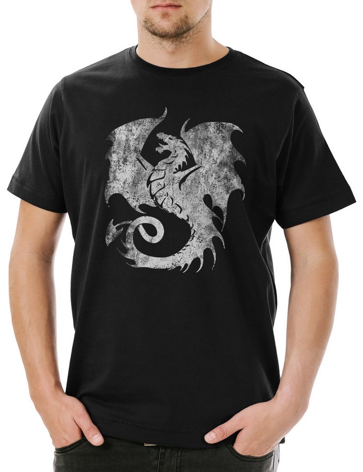 Urban Backwoods Print-Shirt Dragon V Herren T-Shirt Drache Fantasy Tattoo Monster Drachen Asia (1-tlg) Dragons Japanese Larp Dungeons von Urban Backwoods