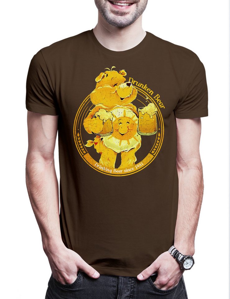 Urban Backwoods Print-Shirt Drunk Bear Herren T-Shirt Cute Beer Care Whisky Whiskey Gin Drunk (1-tlg) Bears Fasching Alkohol Party von Urban Backwoods