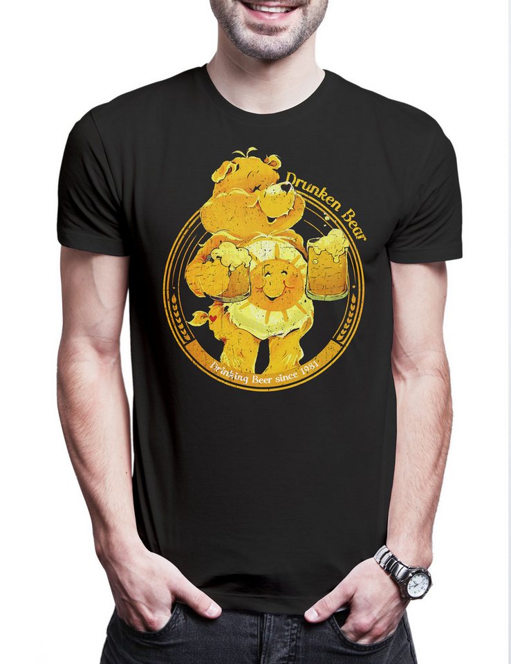 Urban Backwoods Print-Shirt Drunk Bear Herren T-Shirt Cute Beer Care Whisky Whiskey Gin Drunk (1-tlg) Bears Fasching Alkohol Party von Urban Backwoods