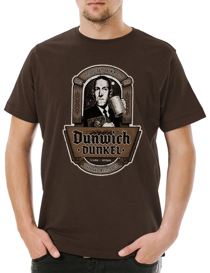 Urban Backwoods Print-Shirt Dunwich Dunkel Herren T-Shirt Lovecraft Miskatonic Beer Cthulhu Bier (1-tlg) Arkham Innsmouth Monster Call von Urban Backwoods