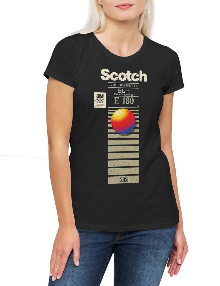 Urban Backwoods Print-Shirt E180 Videocassette Damen T-Shirt Retro Vintage VHS Tape Scotch (1-tlg) Kassette Viedeo Player 80s von Urban Backwoods