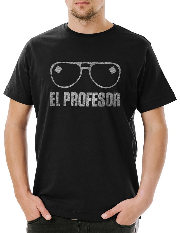 Urban Backwoods Print-Shirt El Prof Sunglasses Herren T-Shirt Robbery Bank Money Cash Überfall (1-tlg) Professor Casa Heist Crime von Urban Backwoods