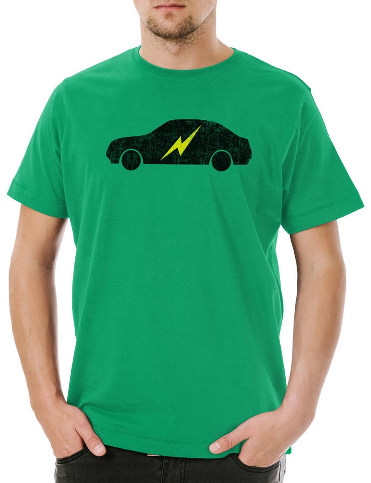 Urban Backwoods Print-Shirt Electric Car Herren T-Shirt Elektroauto Fun BEV PHEV Plug In Plug-In (1-tlg) Elektro Auto Battery Akku von Urban Backwoods