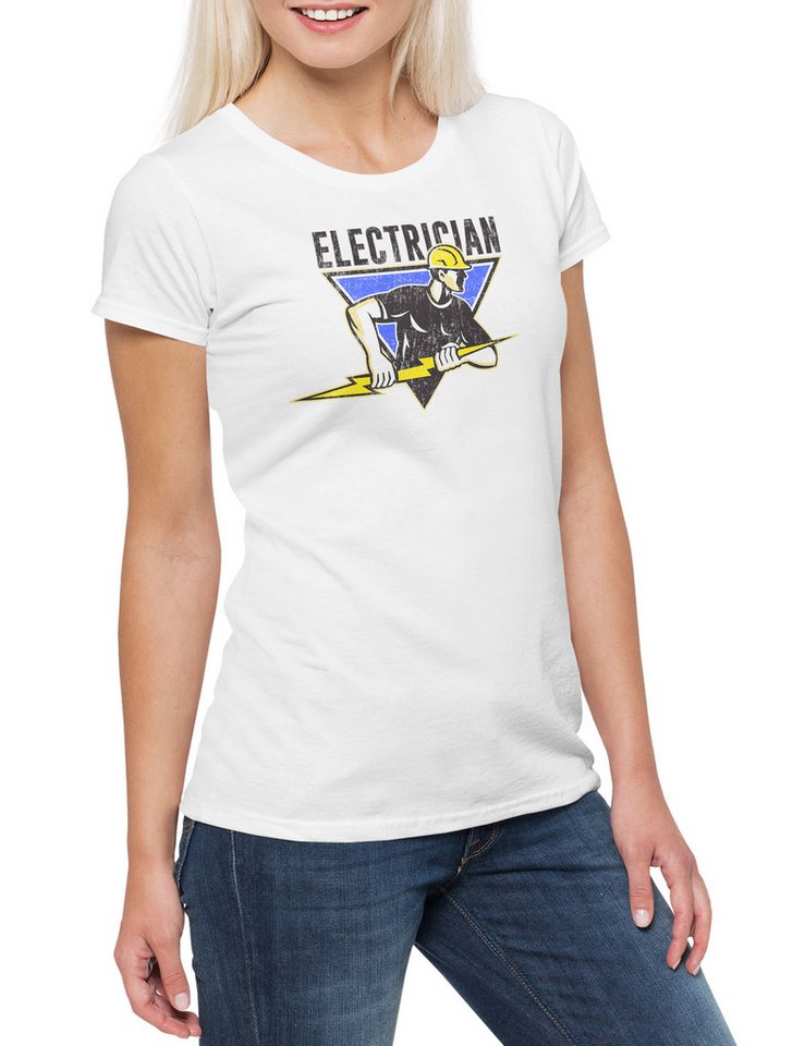 Urban Backwoods Print-Shirt Electrician I Damen T-Shirt Elektriker Meister Beruf Handwerk (1-tlg) Elektroniker ElektroIngenieur Elektrik Strom von Urban Backwoods