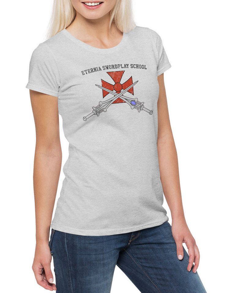 Urban Backwoods Print-Shirt Eternia Swordplay School I Damen T-Shirt Masters Motu Logo Of The 80s (1-tlg) Universe Cartoon He-Man von Urban Backwoods