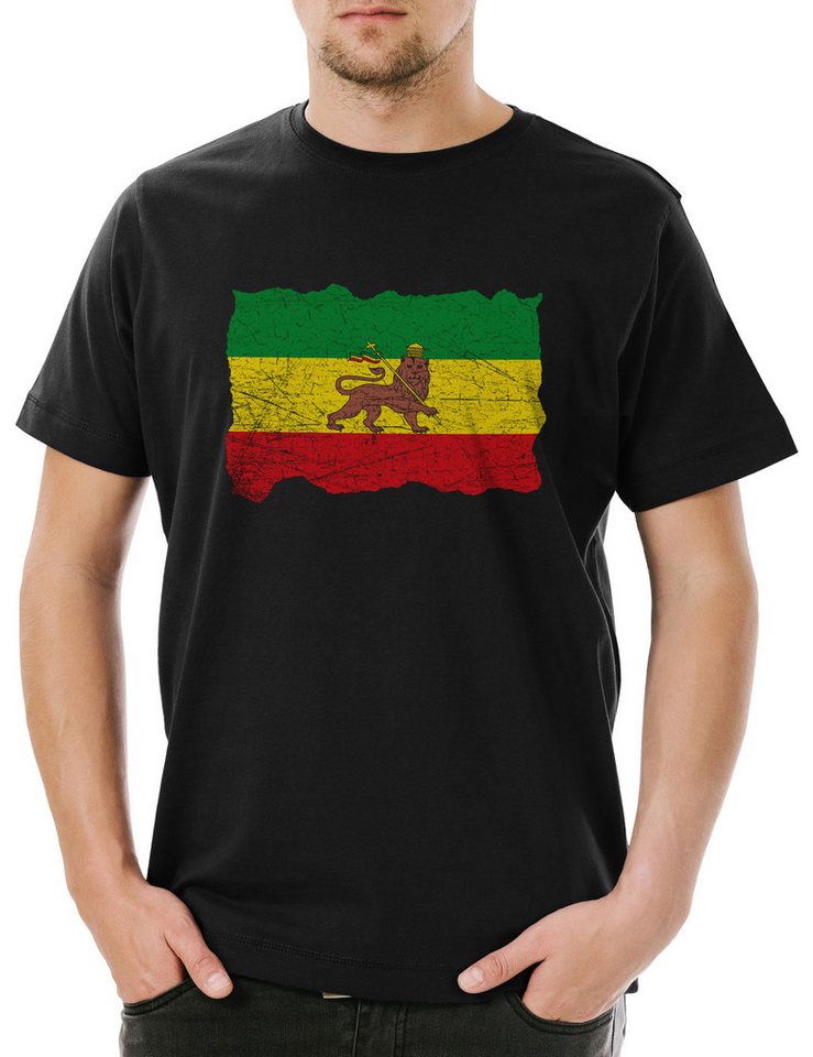 Urban Backwoods Print-Shirt Ethiopia Babylon Flag Herren T-Shirt Zion Reggae Jah Babylon Musik (1-tlg) Irie Ska Jamaica Jamaika von Urban Backwoods