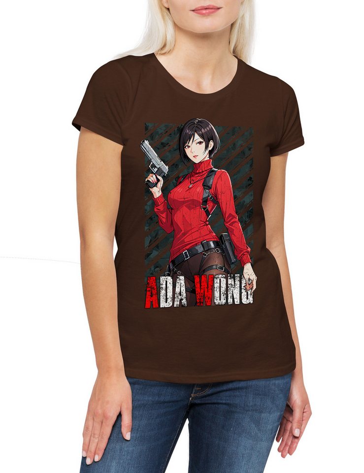 Urban Backwoods Print-Shirt Evil Ada Damen T-Shirt Horror Racoon Resident Wong City Umbrella Corp (1-tlg) Corporation Zombies Zombie Evil von Urban Backwoods