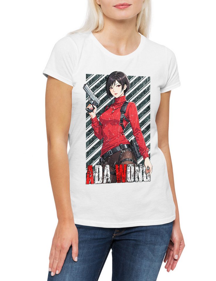 Urban Backwoods Print-Shirt Evil Ada Damen T-Shirt Horror Racoon Resident Wong City Umbrella Corp (1-tlg) Corporation Zombies Zombie Evil von Urban Backwoods