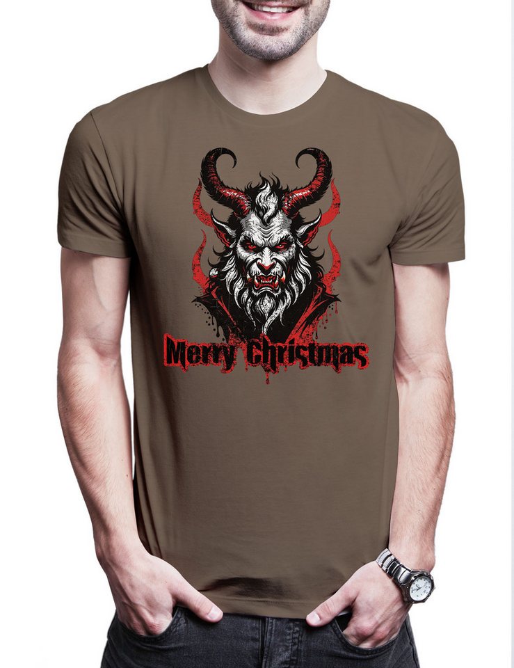 Urban Backwoods Print-Shirt Evil X-Mas Krampus Herren T-Shirt White Merry Christmas Santa Bad (1-tlg) Claus Nikolaus Weihnachten Weihnachtsmann von Urban Backwoods