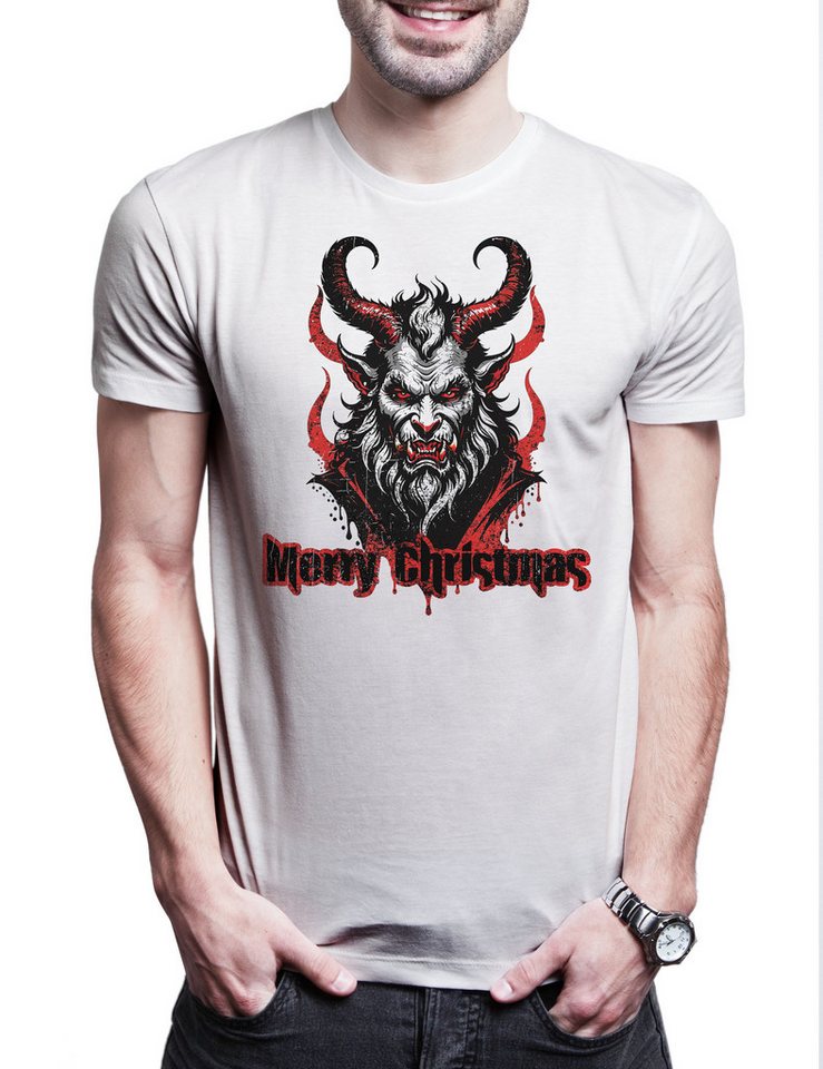 Urban Backwoods Print-Shirt Evil X-Mas Krampus Herren T-Shirt White Merry Christmas Santa Bad (1-tlg) Claus Nikolaus Weihnachten Weihnachtsmann von Urban Backwoods