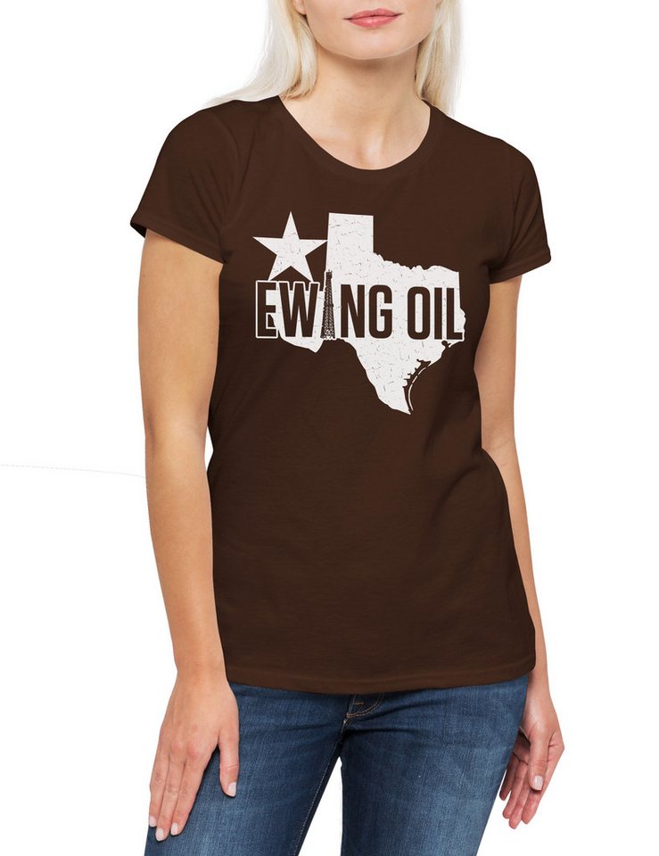 Urban Backwoods Print-Shirt Ewing Oil B2 Damen T-Shirt Logo Texas Symbol Dallas State TV Series (1-tlg) Show 80s Eighties 1978 von Urban Backwoods