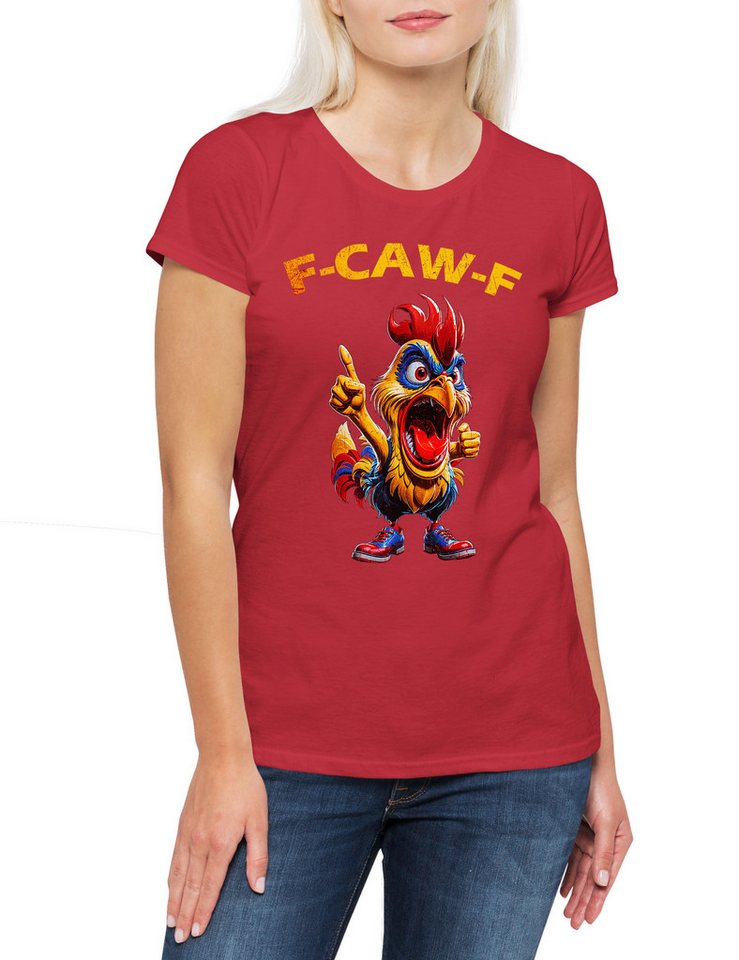 Urban Backwoods Print-Shirt F-CAW-F Rooster Damen T-Shirt Crazy Wild Cocky Cock Hahn Chicken (1-tlg) Hühnchen Huhn Kikeriki Stolzer von Urban Backwoods