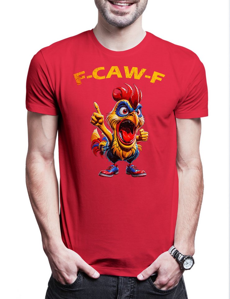 Urban Backwoods Print-Shirt F-CAW-F Rooster Herren T-Shirt Crazy Wild Cocky Cock Hahn Chicken (1-tlg) Hühnchen Huhn Kikeriki Stolzer von Urban Backwoods