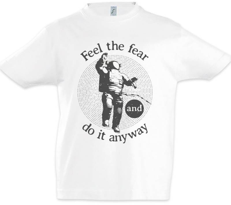 Urban Backwoods Print-Shirt Feel The Fear And Do It Anyway Kinder T-Shirt Mond Moon Raumfahrt (1-tlg) Astronaut Weltraum Astrophysik Kosmos von Urban Backwoods
