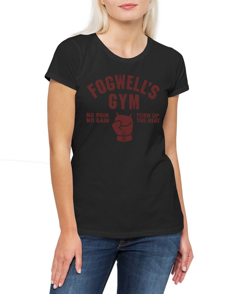 Urban Backwoods Print-Shirt Fogwell's Gym Damen T-Shirt Murdock Symbol DD Company Hells Logo (1-tlg) Kitchen Daredevil New York von Urban Backwoods