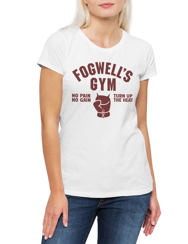 Urban Backwoods Print-Shirt Fogwell's Gym Damen T-Shirt Murdock Symbol DD Company Hells Logo (1-tlg) Kitchen Daredevil New York von Urban Backwoods
