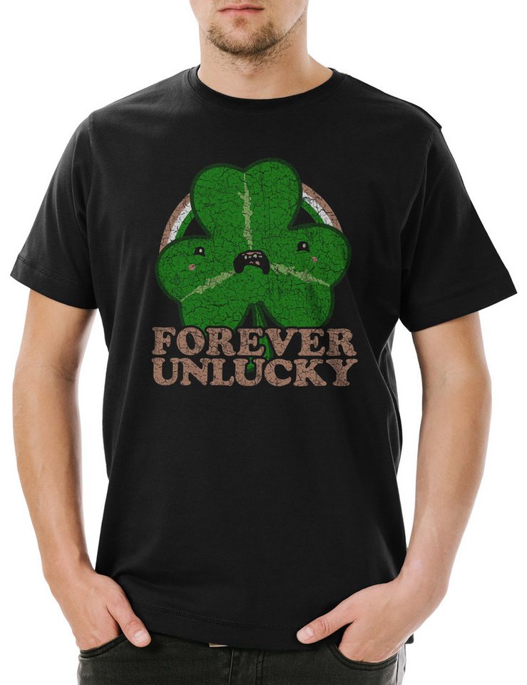 Urban Backwoods Print-Shirt Forever Unlucky Trefoil Herren T-Shirt Bad Luck Pech Kleeblatt (1-tlg) Cloverleaf Unhappy Life Pechvogel von Urban Backwoods