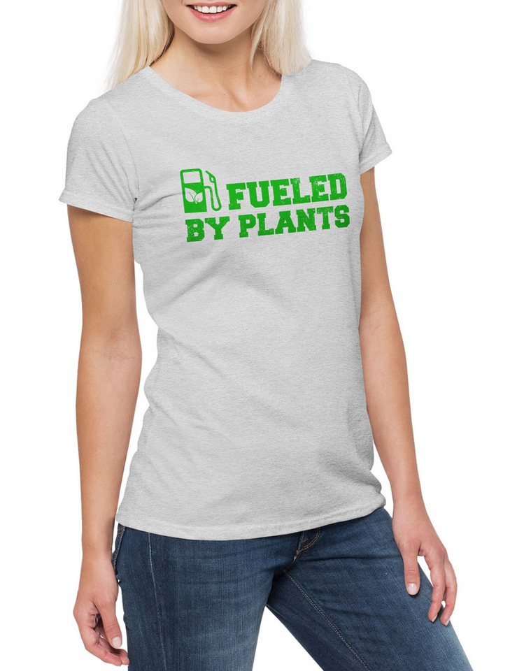 Urban Backwoods Print-Shirt Fueled By Plants Damen T-Shirt Pflanzen Vegan Vegetables Vegetarianism (1-tlg) Vegetarian Vegetarisch Vegetarier Veganer von Urban Backwoods