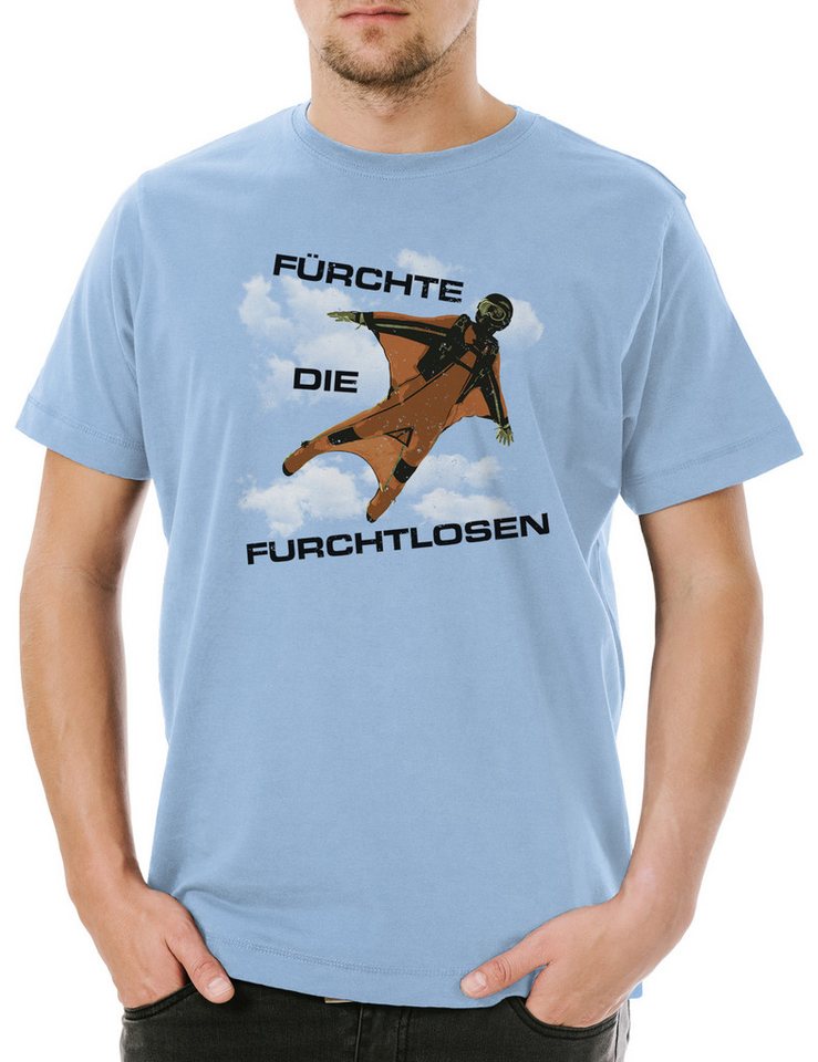 Urban Backwoods Print-Shirt Fürchte Die Furchtlosen Herren T-Shirt Action Fun Pilot Fallschirm (1-tlg) Sprung Sport Extremspor Wingsuit von Urban Backwoods