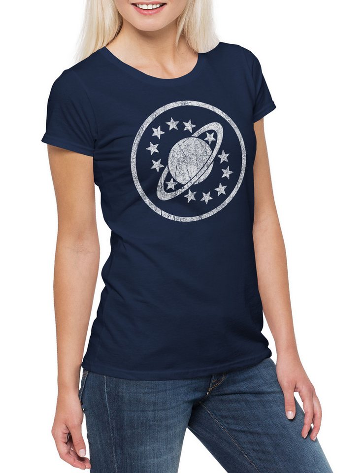 Urban Backwoods Print-Shirt Galaxy Patch Damen T-Shirt Sci-Fi Science Fiction Quest Fleet Sign (1-tlg) Star Logo Symbol Comedy von Urban Backwoods