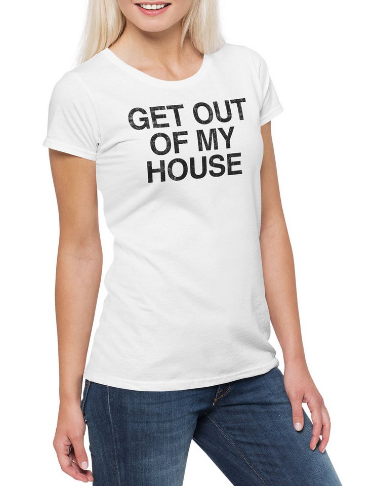 Urban Backwoods Print-Shirt Get Out Of My House Damen T-Shirt Two and a Charlie Fun Half Fun Men (1-tlg) Alan Kult Harper Waffles von Urban Backwoods